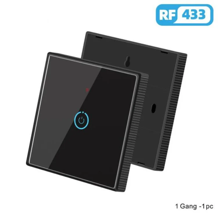 RF 433Mhz 1 Button Glass Type Remote Black
