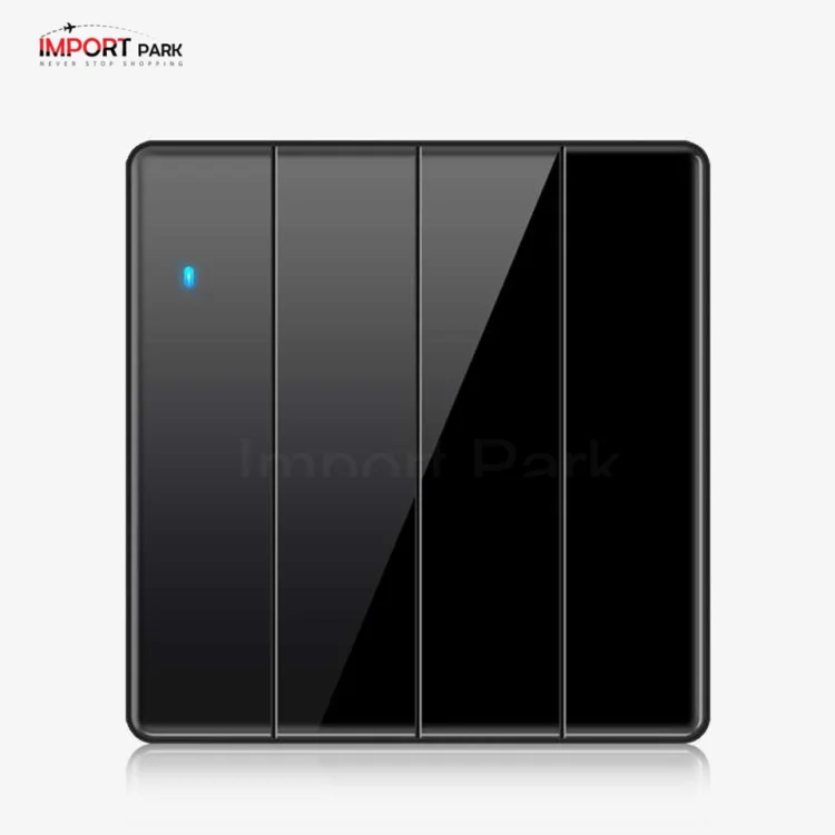 Full Glass 4gang 1way switch Black