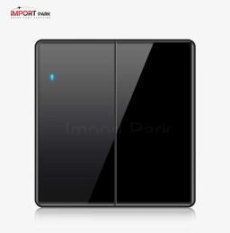 Full Glass 2gang 1way switch Black