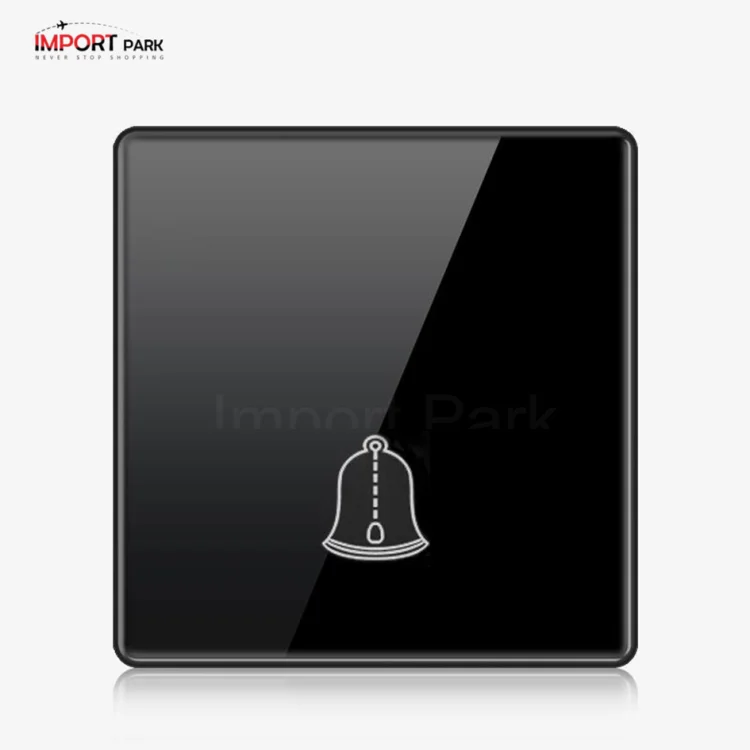 Full Glass Doorbell Push Switch Black