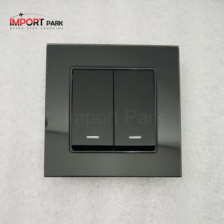 Glass Border 2gang 1way switch Black