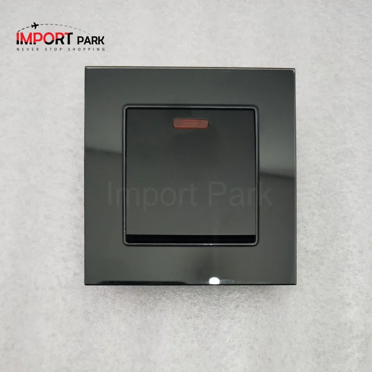 Glass Border 20A DP switch with LED Black