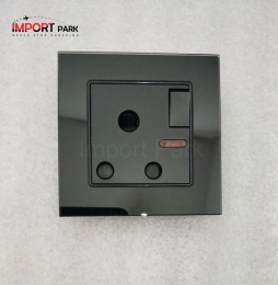 Glass Border 15A Round Socket Black