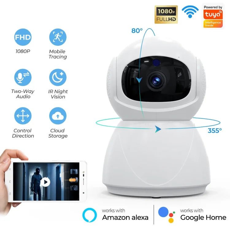 Tuya WIFI Smart Camera AI Auto Tracking PIR Motion Human Detection Two Way Voice Call Indoor Home 1080P FHD CCTV - ছবি 2