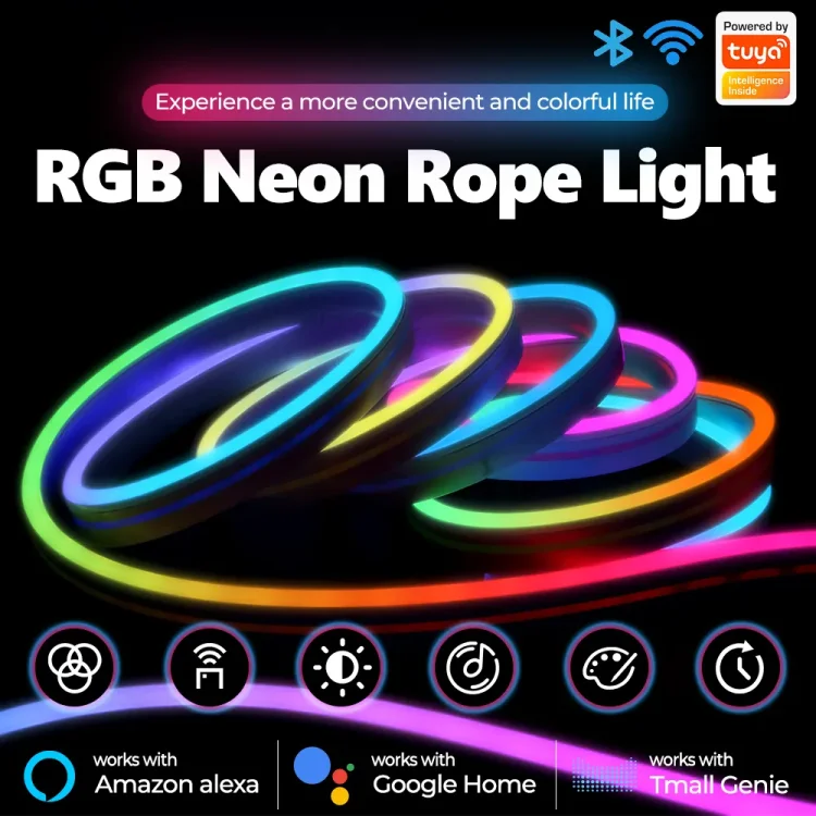 Tuya Smart LED Strip Light SMD 5050 Outdoor IP65 Waterproof 10w 5m Wifi Bluetooth RGB Led Strip Light