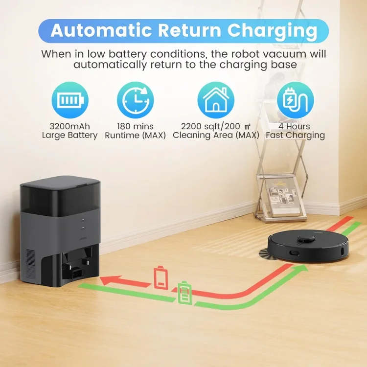 AIRROBO T20+ Self-Emptying Robot Vacuum Cleaner with Dry and Wet Mopping - ছবি 5