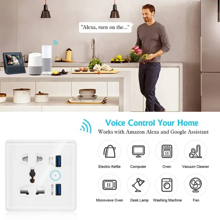 Wifi USB and 5 pin Socket 10A Round Corner White - ছবি 6