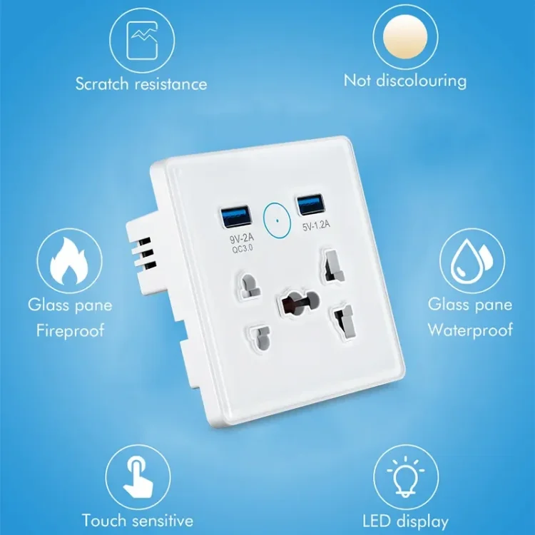 Wifi USB and 5 pin Socket 10A Round Corner White - ছবি 4