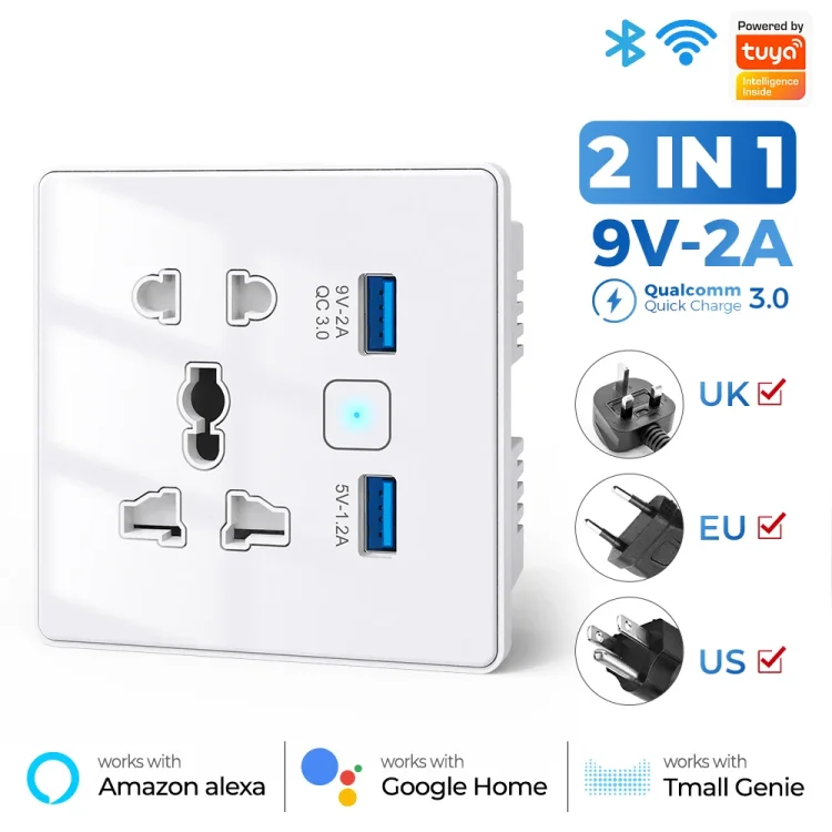 Wifi USB and 5 pin Socket 10A Round Corner White