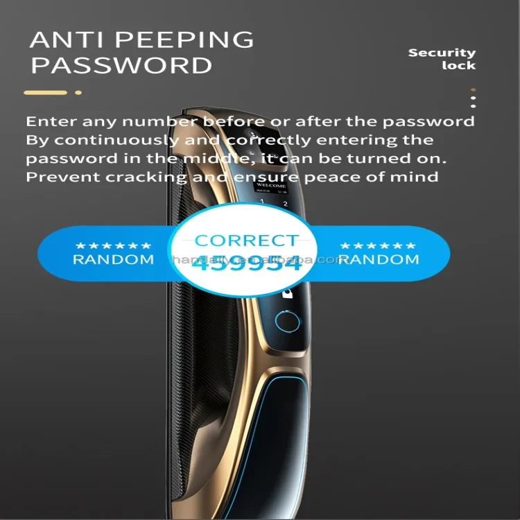 L26 Premium Golden Smart Door Lock with 3D Face Recognition - ছবি 9