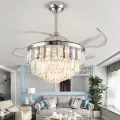 Retractable Blades Crystal Chandelier 48" Ceiling Fan Remote Control thumbnail 2
