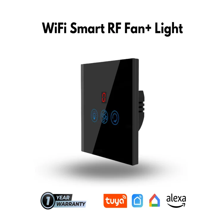 Wifi Smart Fan and Light Switch RF Black