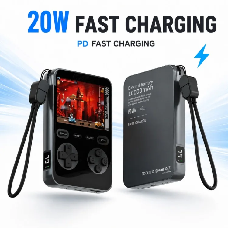 PD 20W 10000mAh Power Bank with Built-In Handheld Game Console